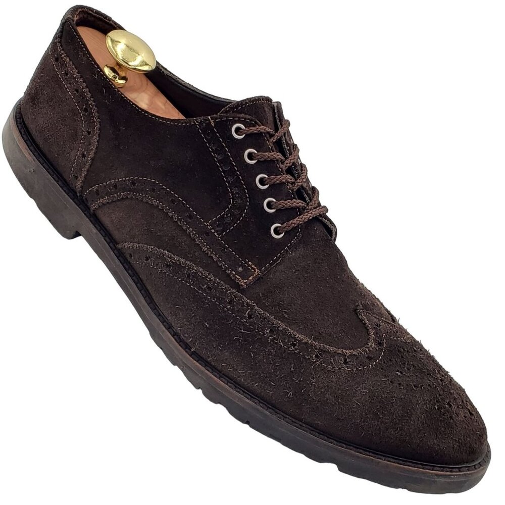 To Boot Adam Derrick Italy Men 11.5 Brown Suede Dress Shoes Wingtip Derby Oxford - Picture 10 of 10